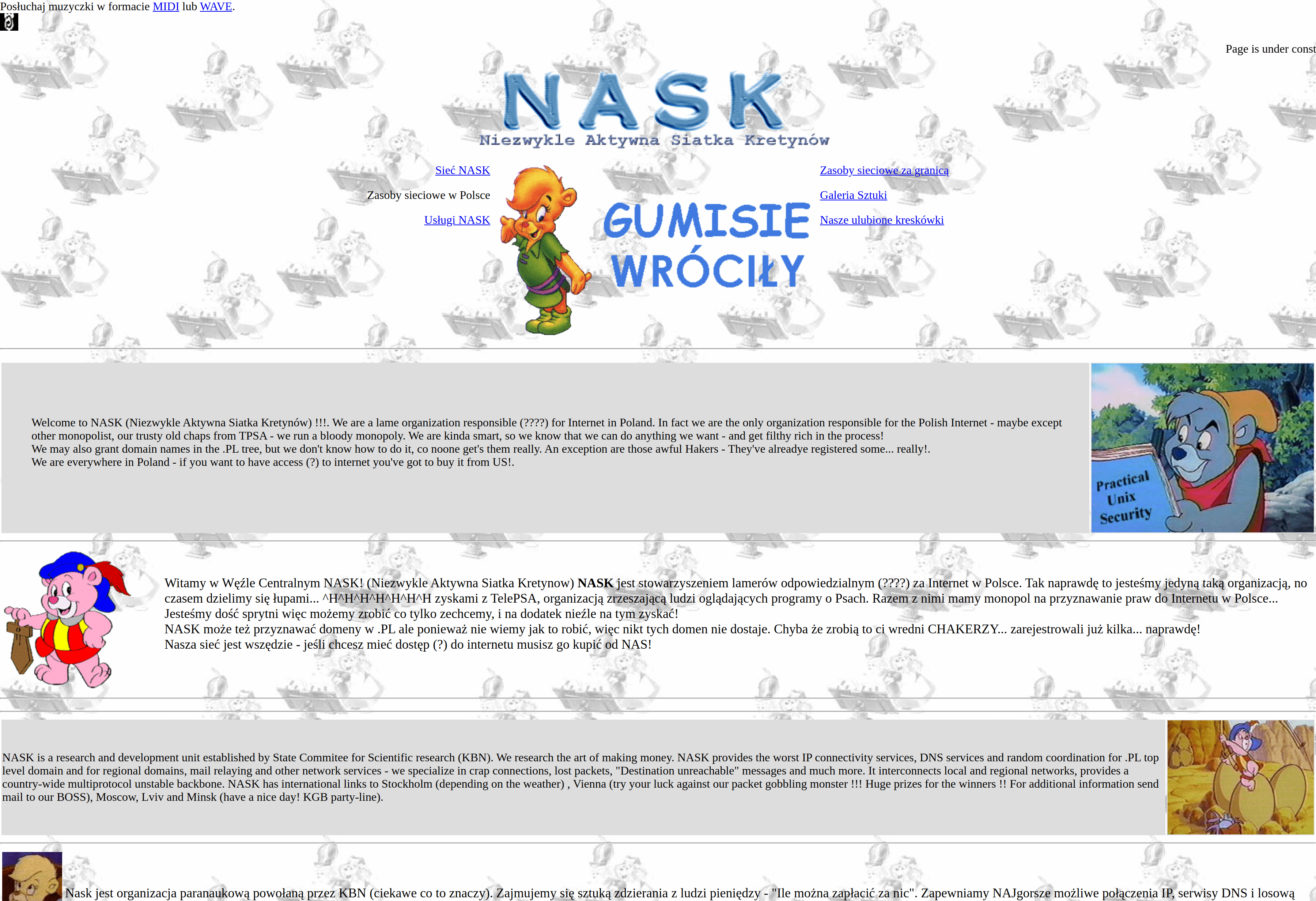 Witryna NASK po ataku Gumisiów