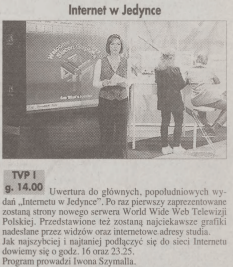 Zapowiedź programu na łamach "Dziennika Bałtyckiego", maj 1996